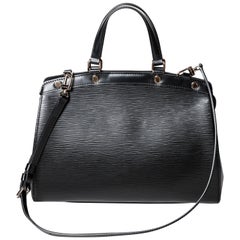 Louis Vuitton Black Epi Bag with Top Handle and Shoulder Strap