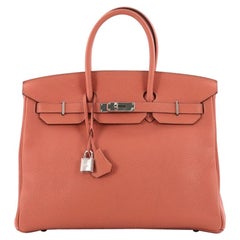 Hermes Birkin Handbag Rose Tea Clemence with Palladium Hardware 35