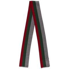 Gucci New Gray Red Green Wool Silk Men's Suit Scarf