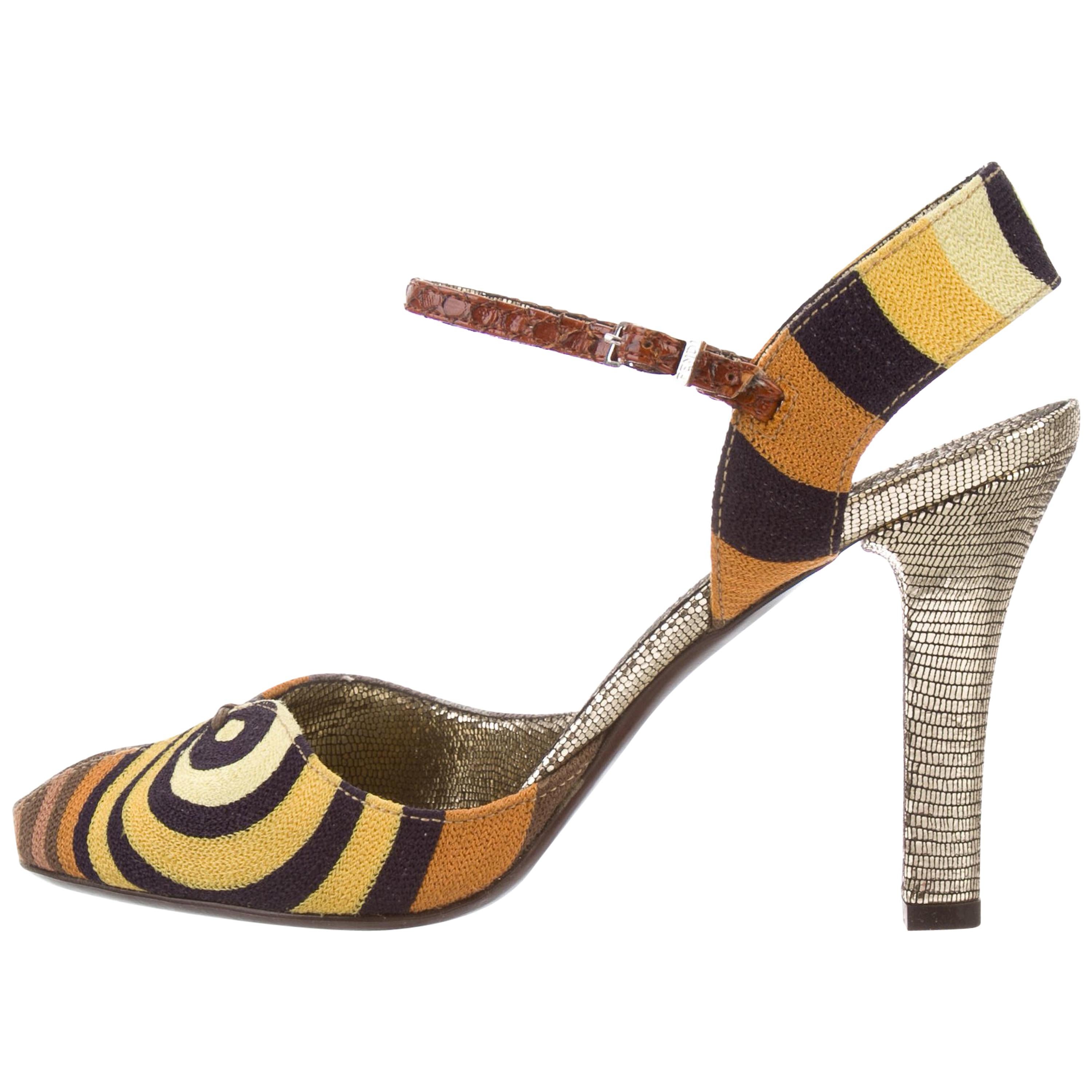 Fendi New Multi Color Bug Mary Jane Pumps Evening Sandals Heels 