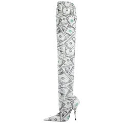 Used Balenciaga Dinero Money Thigh High Heels Boots