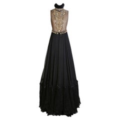 Gianfranco Ferre vintage Chiffon and Beaded Sleeveless Gown  
