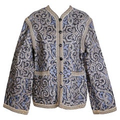 Yves Saint Laurent YSL Quilted Jacket with Knit Trims and Graphic Paisley Print