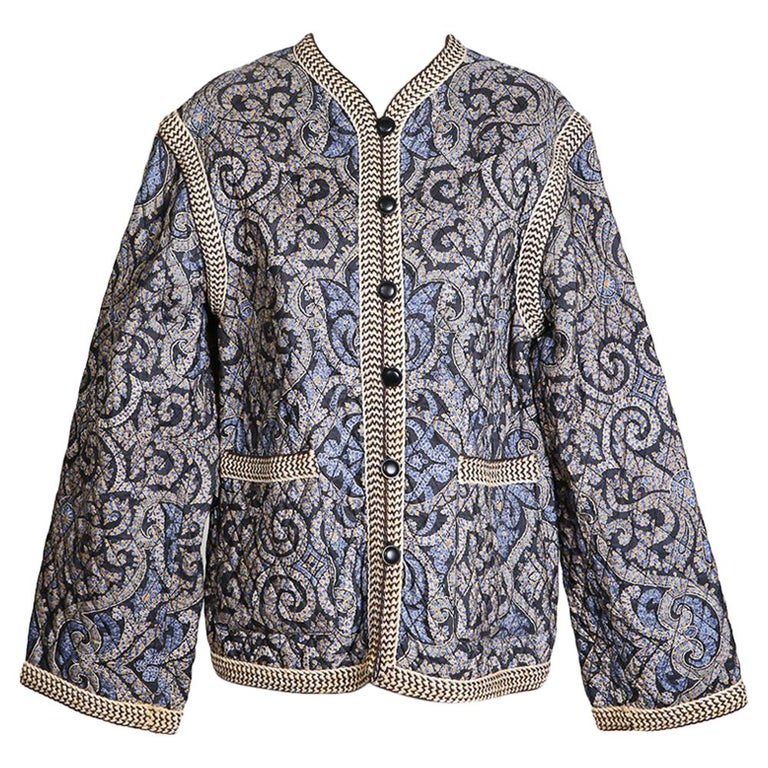Yves Saint Laurent YSL Quilted Jacket with Knit Trims and Graphic Paisley  Print at 1stDibs | paisley quilted jacket