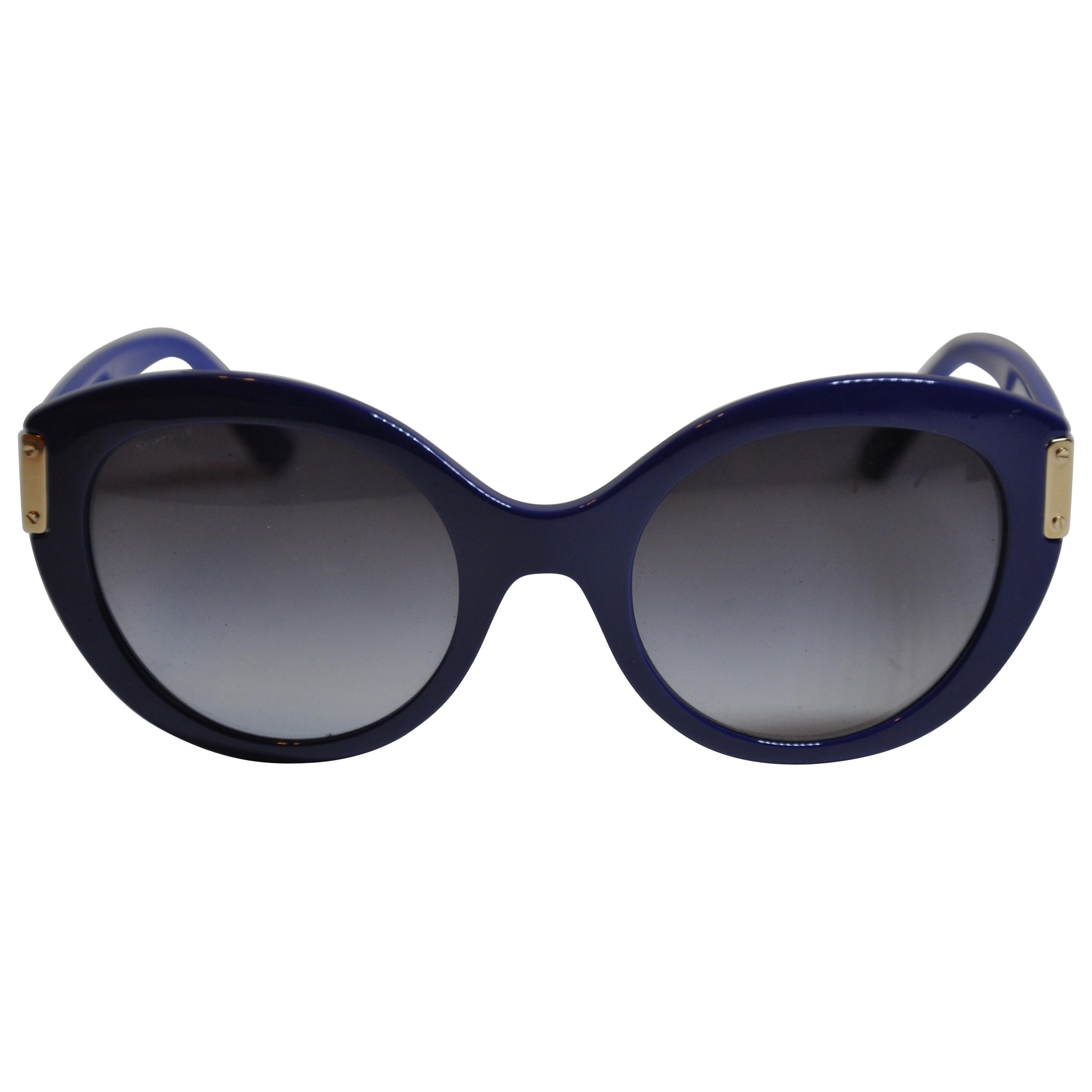 Gianni Versace Thick Bold Lapis With Gilded Gold Hardware Sunglasses