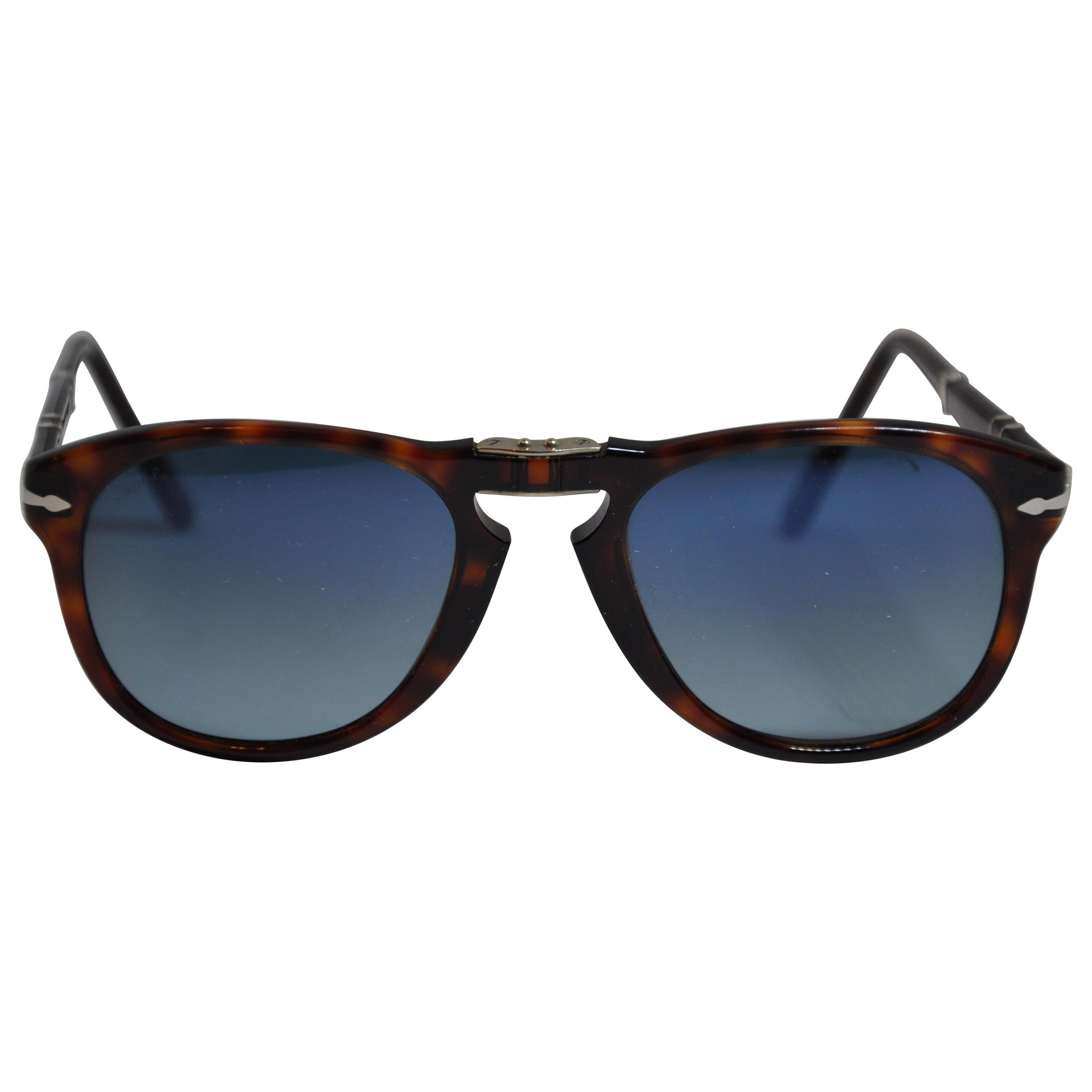 Persol Signature Detailed Tortoise Shell With Gold Hardware Folding Sunglasses