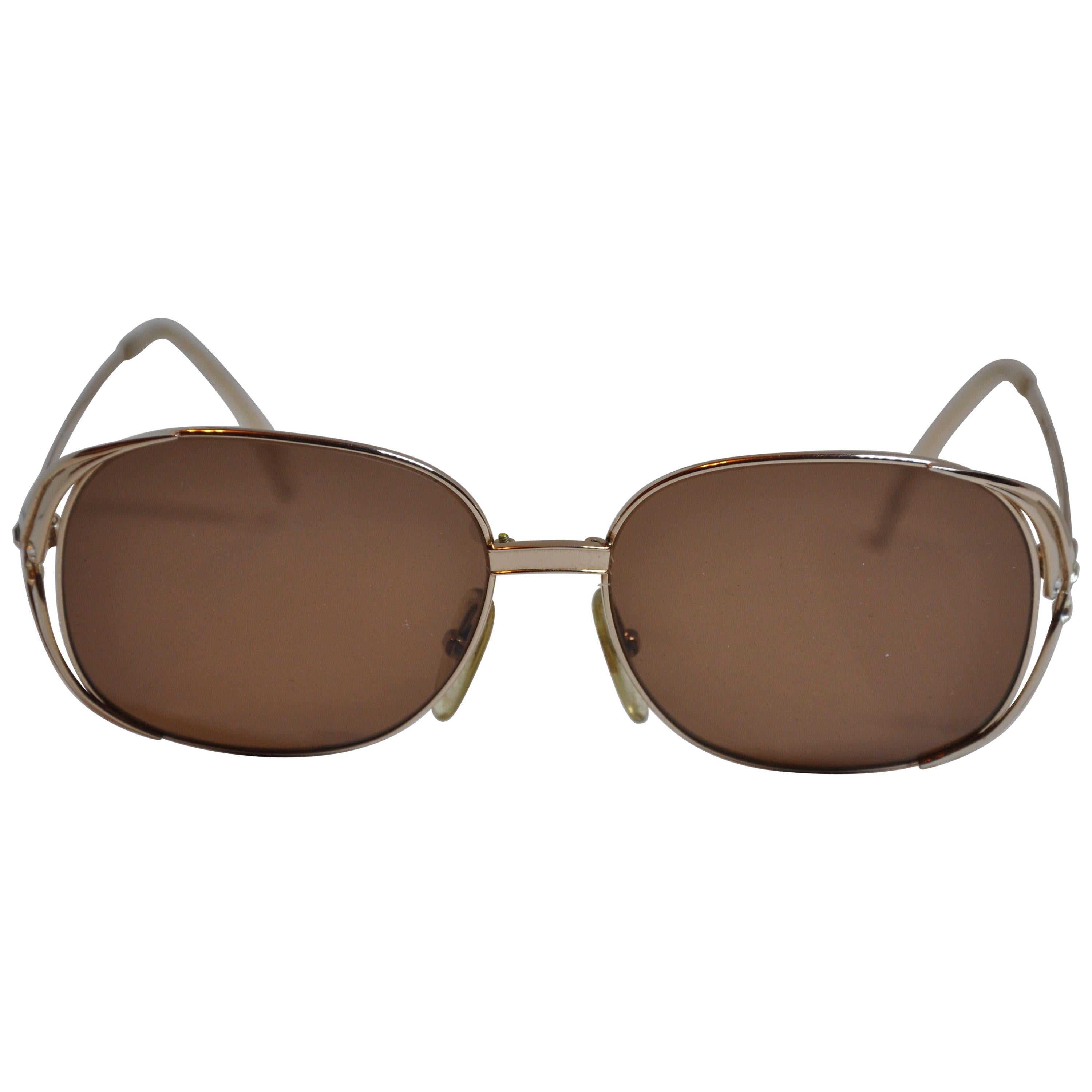 Christian Dior Wonderful "Swirls" of Polished Gilded Gold Hardware Sunglasses