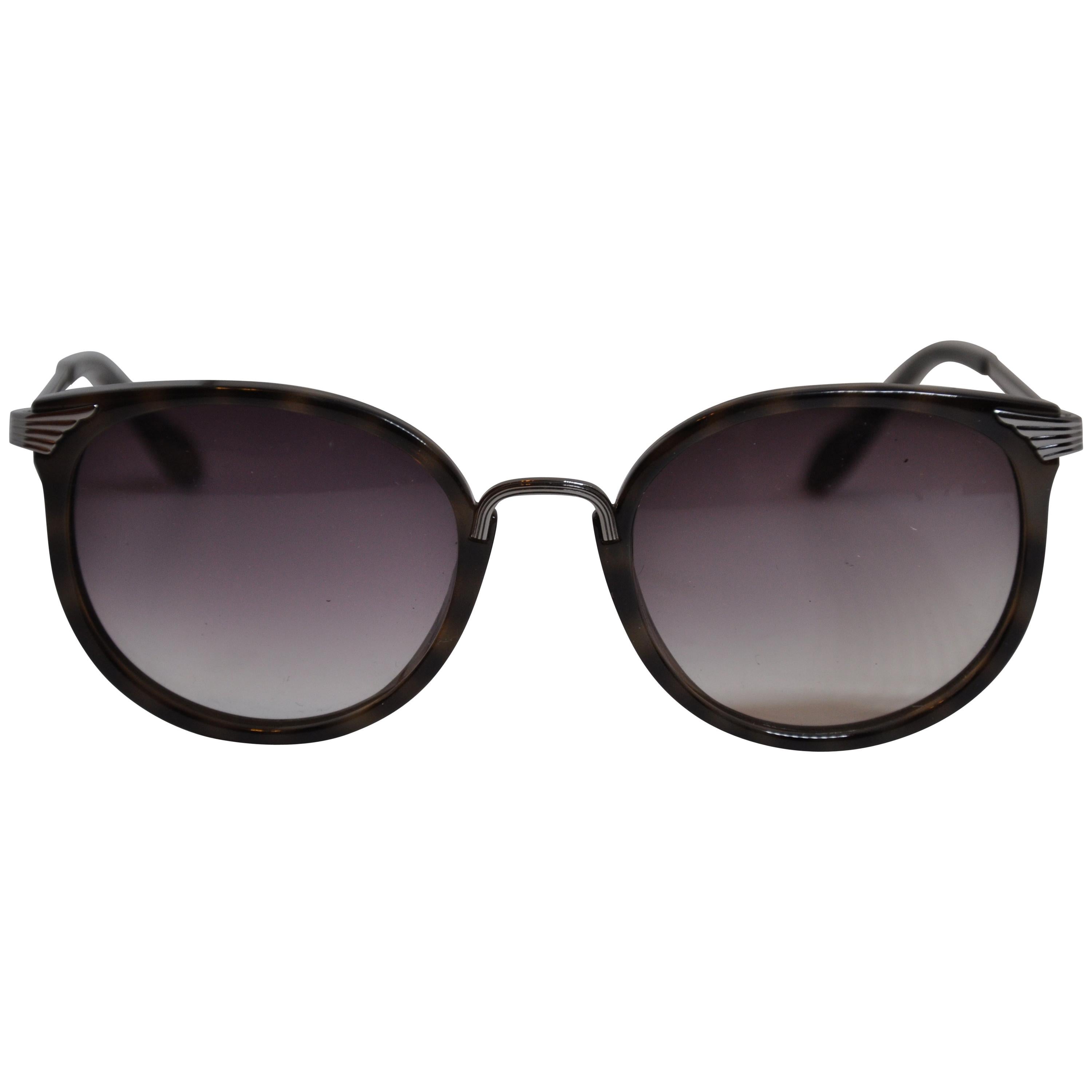 Vivienne Westwood Dark Tortoise Shell Accented with Silver Hardware Sunglasses For Sale