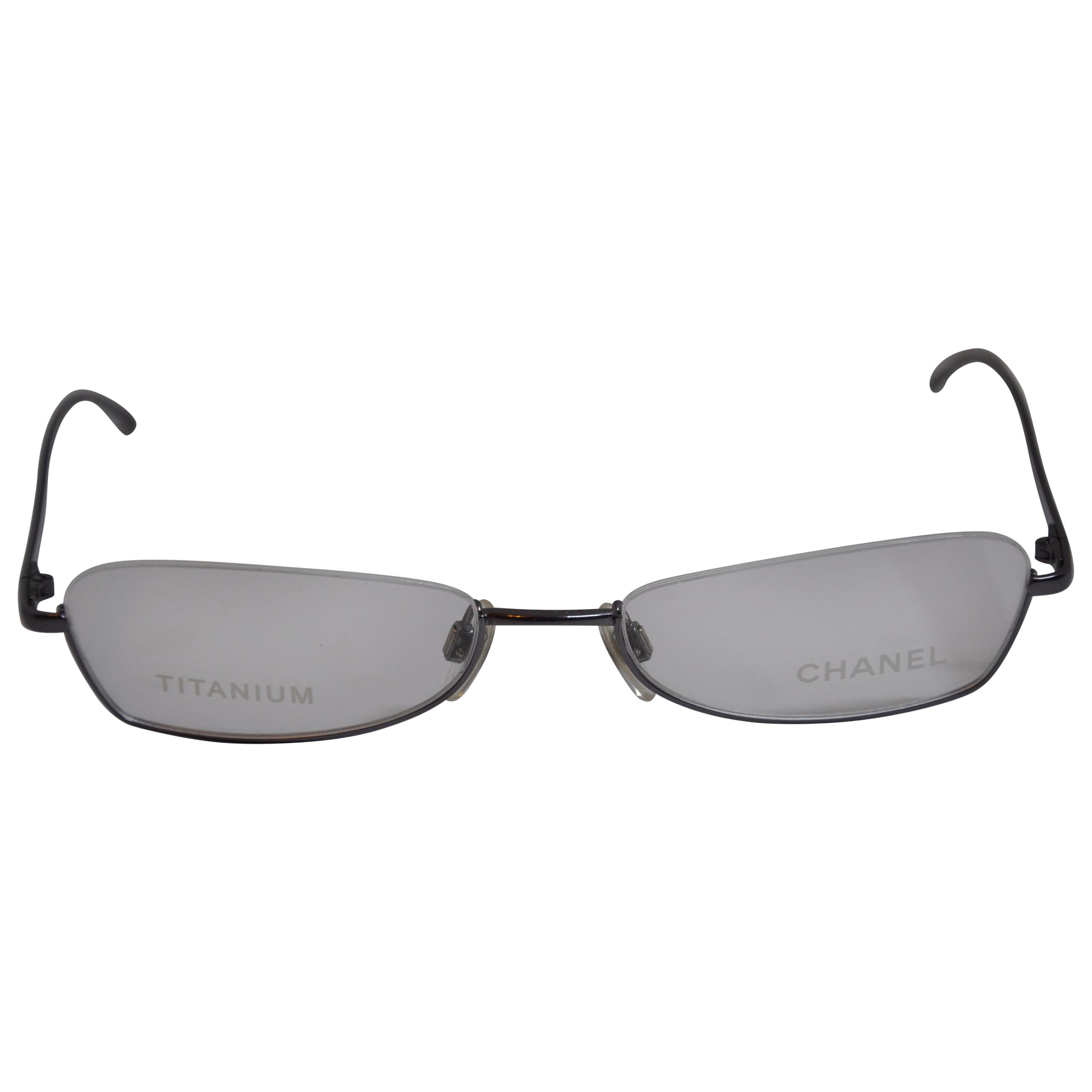 Chanel Titanium Weightless Deep Lavender Half-Frame Reading Glasses
