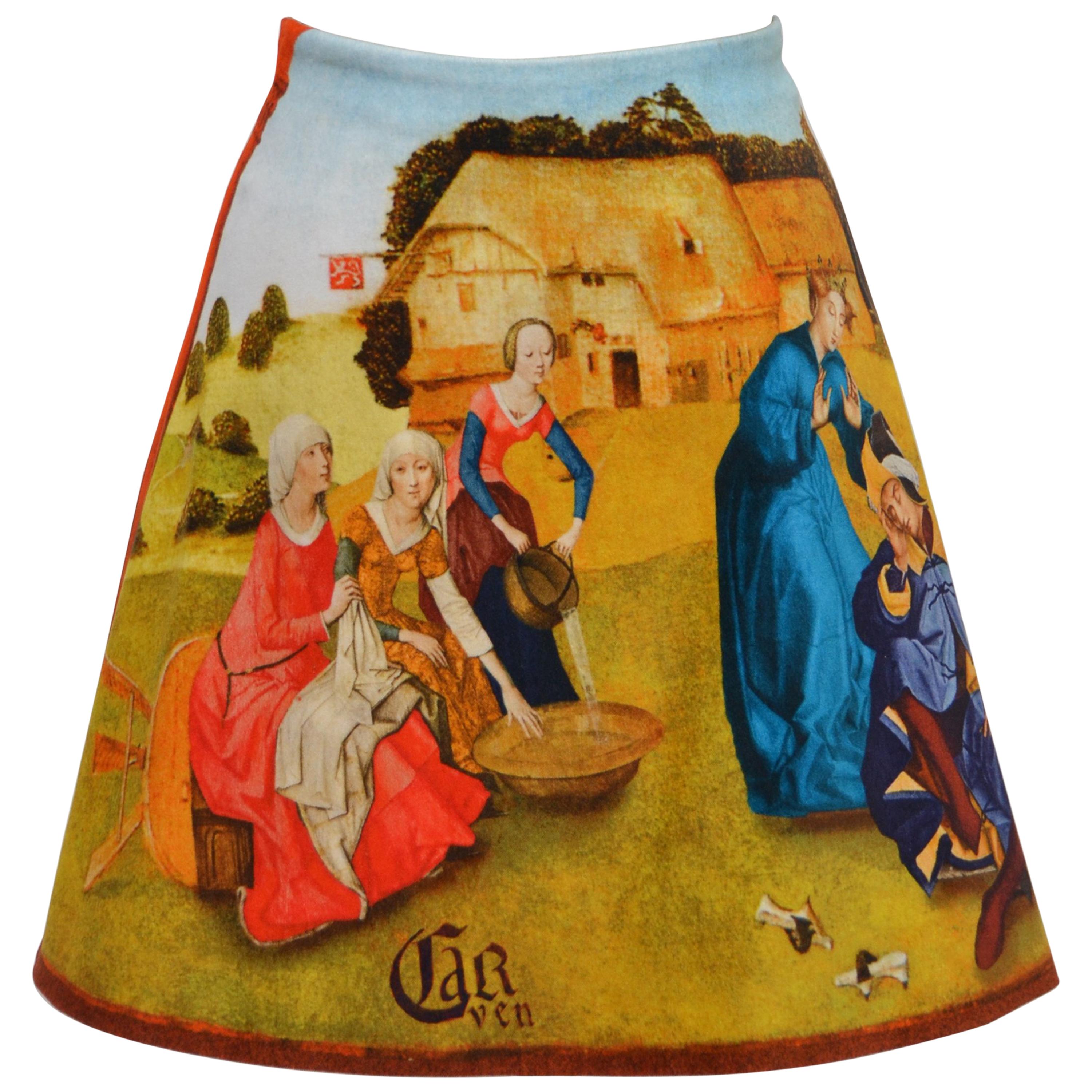 Carven Velvet Skirt Inspired by Hieronymus Bosch's "Garden of Earthly Delights"