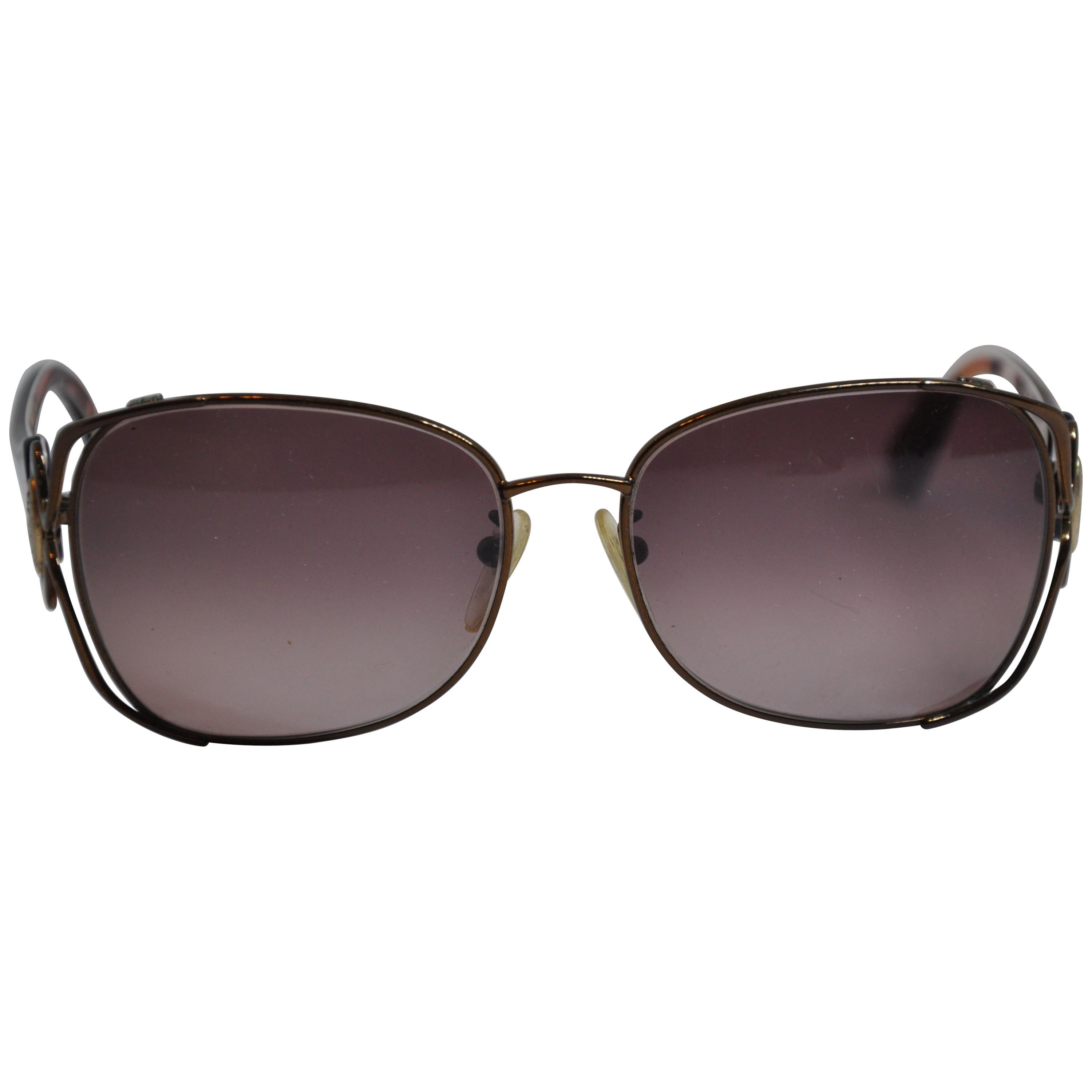 Emilio Pucci Tortoise Shell & Bronze "Swirls" Prescription Sunglasses