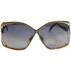 Christian Dior Signatur vergoldete Gold Hardware / Bonbonrote Prescription-Sonnenbrille