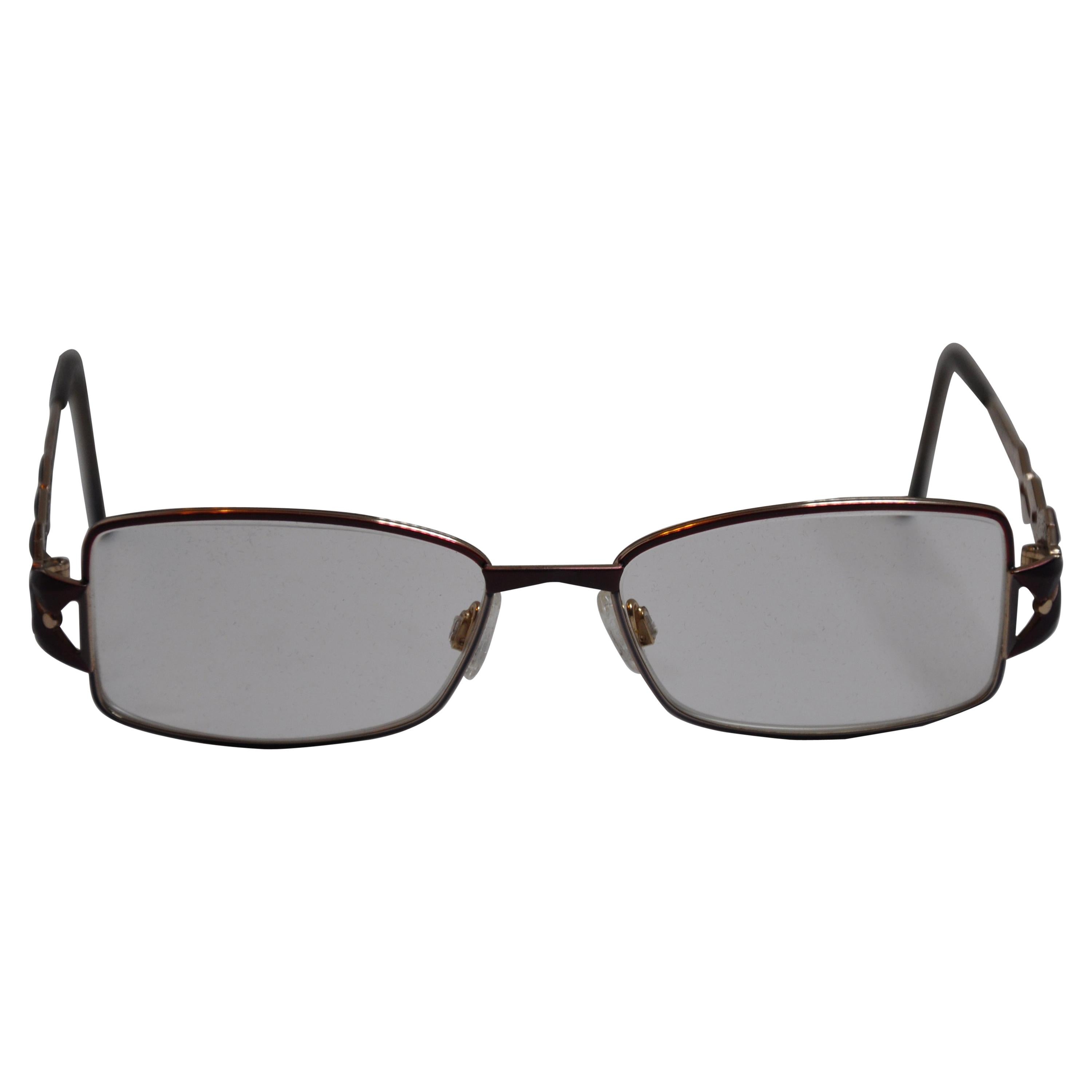 Cazal Gold Hardware Accented with Deep Lavender "Diamond" Studs Eyewear For Sale