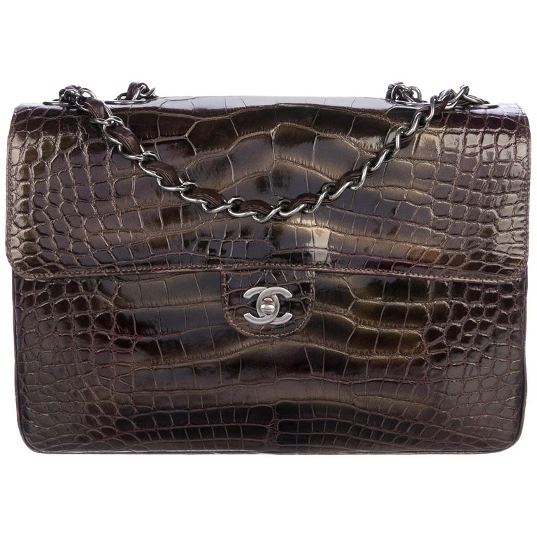 Chanel NEW Alligator Leather Large Jumbo Evening Shoulder Flap Bag For