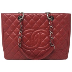 Chanel Red Grand Shopper Tote Caviar