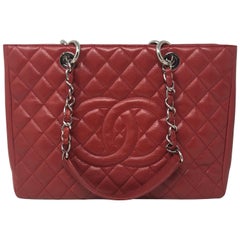 Chanel Red Grand Shopper Tote Caviar