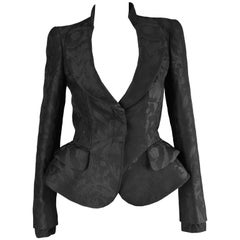 Alexander McQueen Nipped Waist Black Damask Architectural Peplum Jacket, 2012