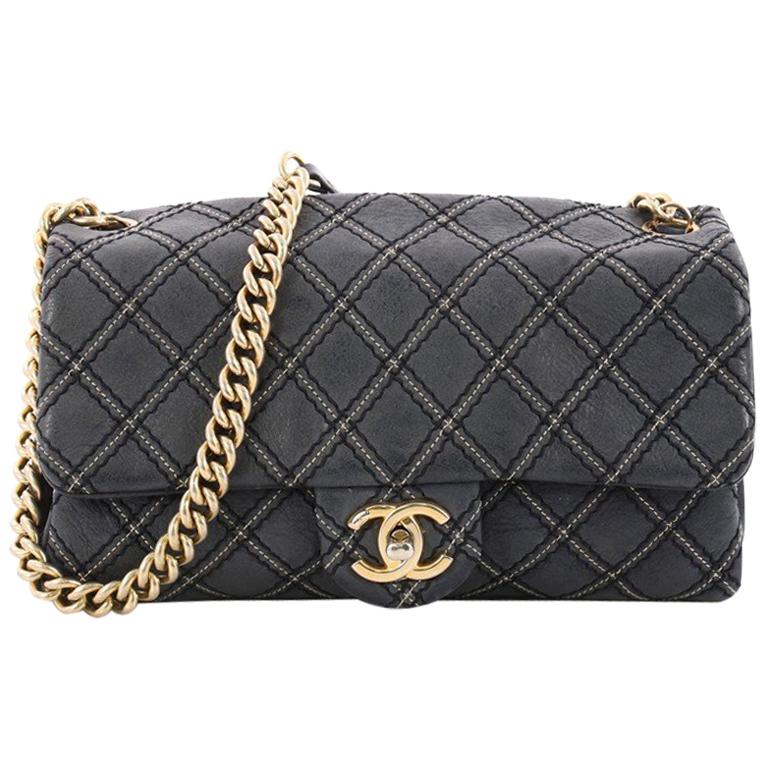 Chanel Metallic Stitch Flap Bag Quilted Leather Small