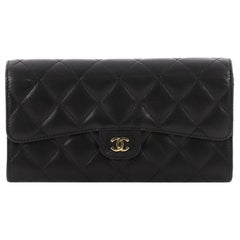 Chanel CC Gusset Classic Flap Wallet Quilted Lambskin Long