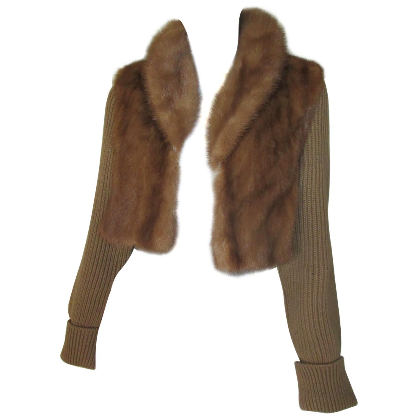 Mink Fur Short Jacket with detachable sleeves