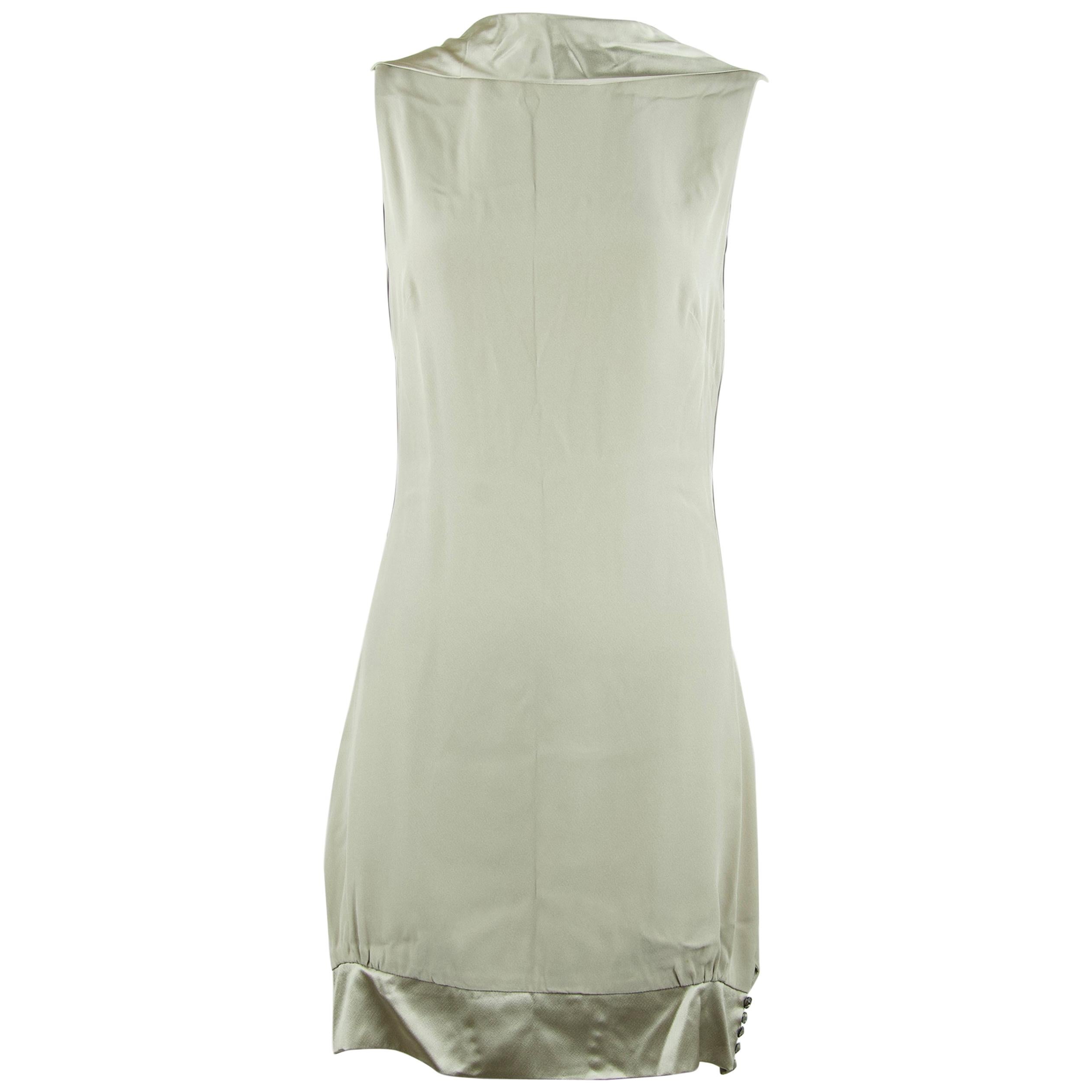 Azzaro Gray Silk Open Back Dress - Size S For Sale