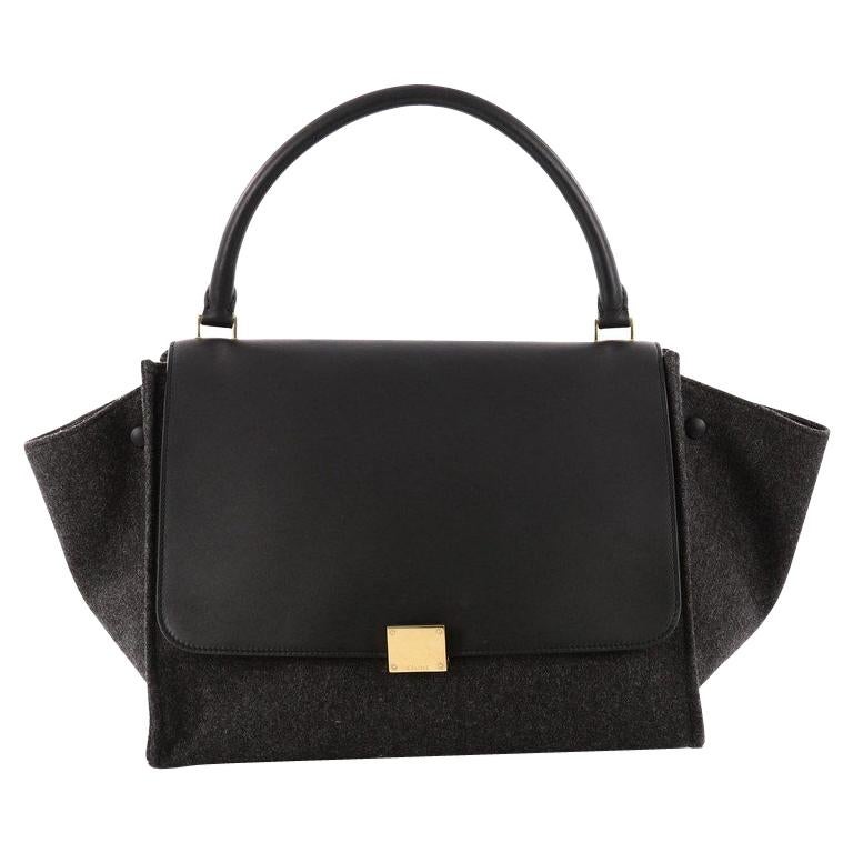 Celine Trapeze Leather and Felt Medium Handbag 