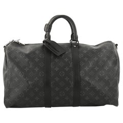 Louis Vuitton Keepall Bandouliere Bag Limited Edition Monogram Eclipse Canvas 45