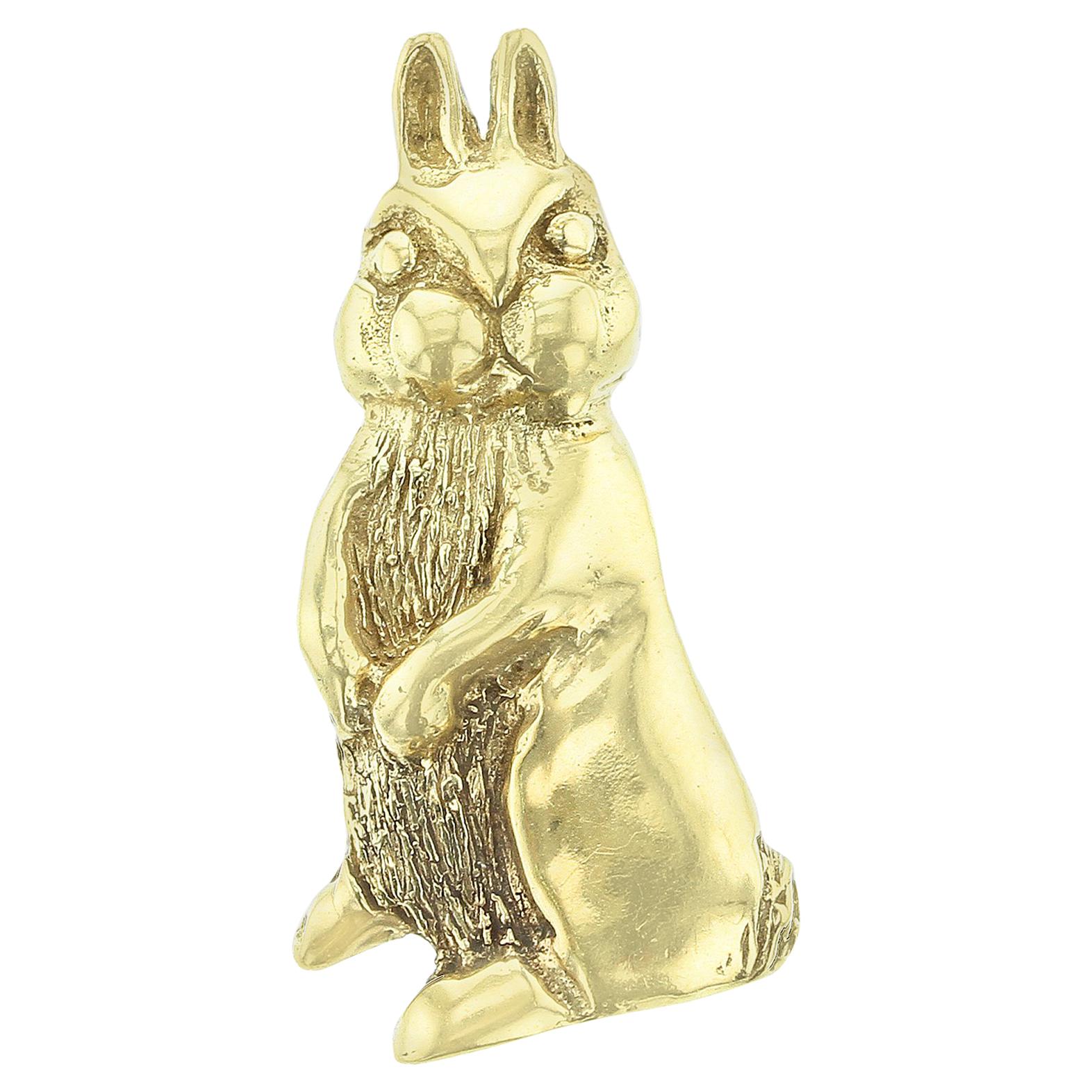 Standing Bunny Pendant 18K Yellow Gold For Sale