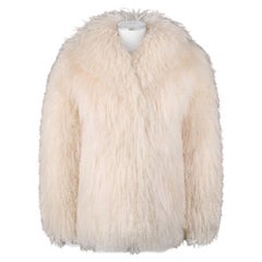 SAFURON Cream Curly Mongolian Lamb Fur Coat Jacket