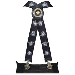 Used Versace Black & White Medusa Suspenders