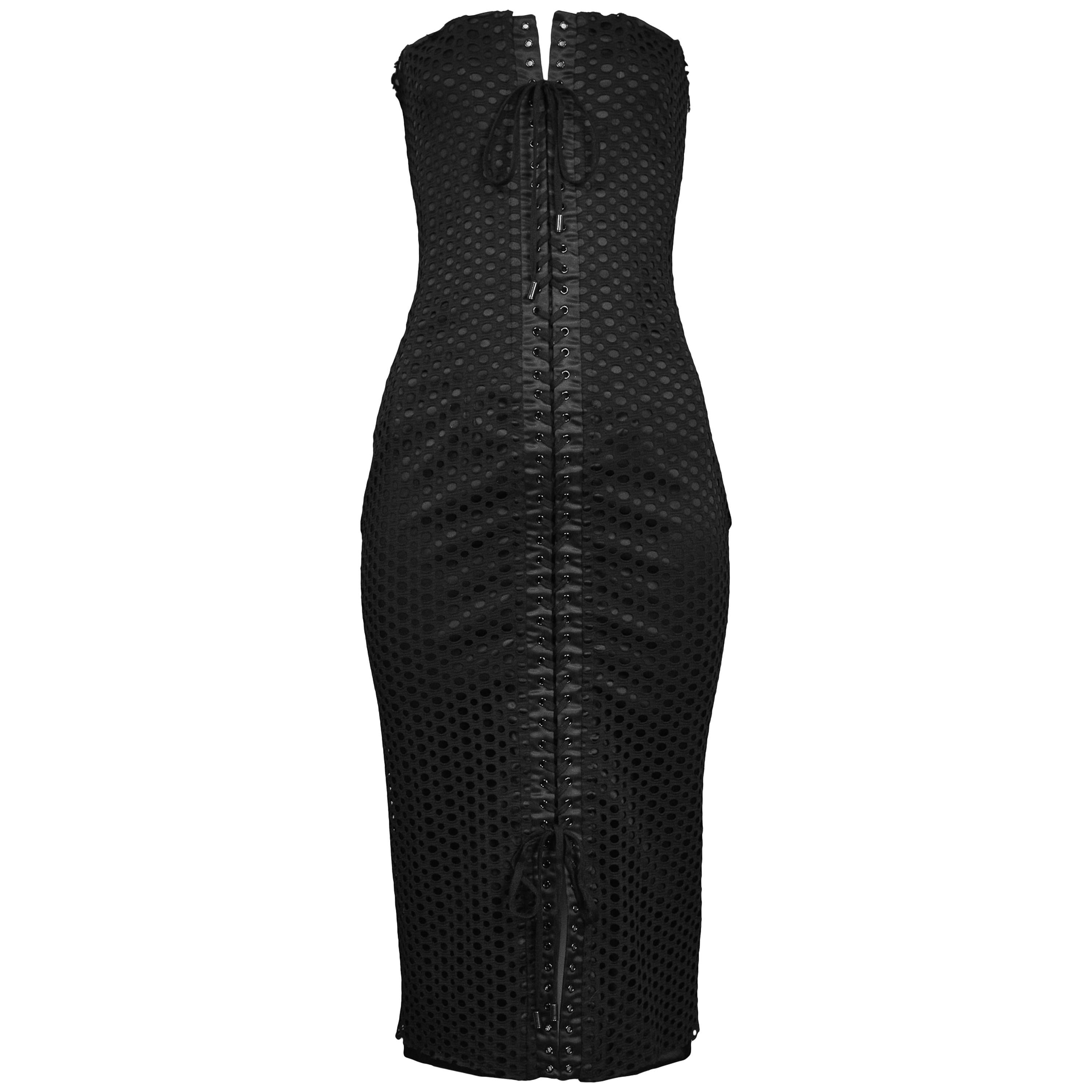 Dolce & Gabbana Black Perforated Mesh Dress
