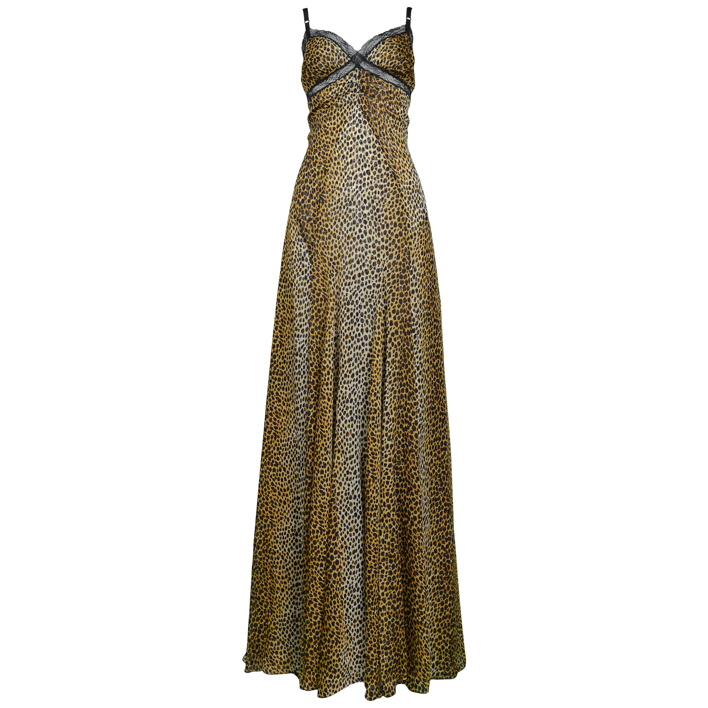 D&G by Dolce & Gabbana Leopard Lace Slip Gown
