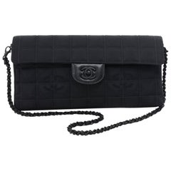 Chanel New Travel Line Black Quilted Nylon Shoulder Flap Bag