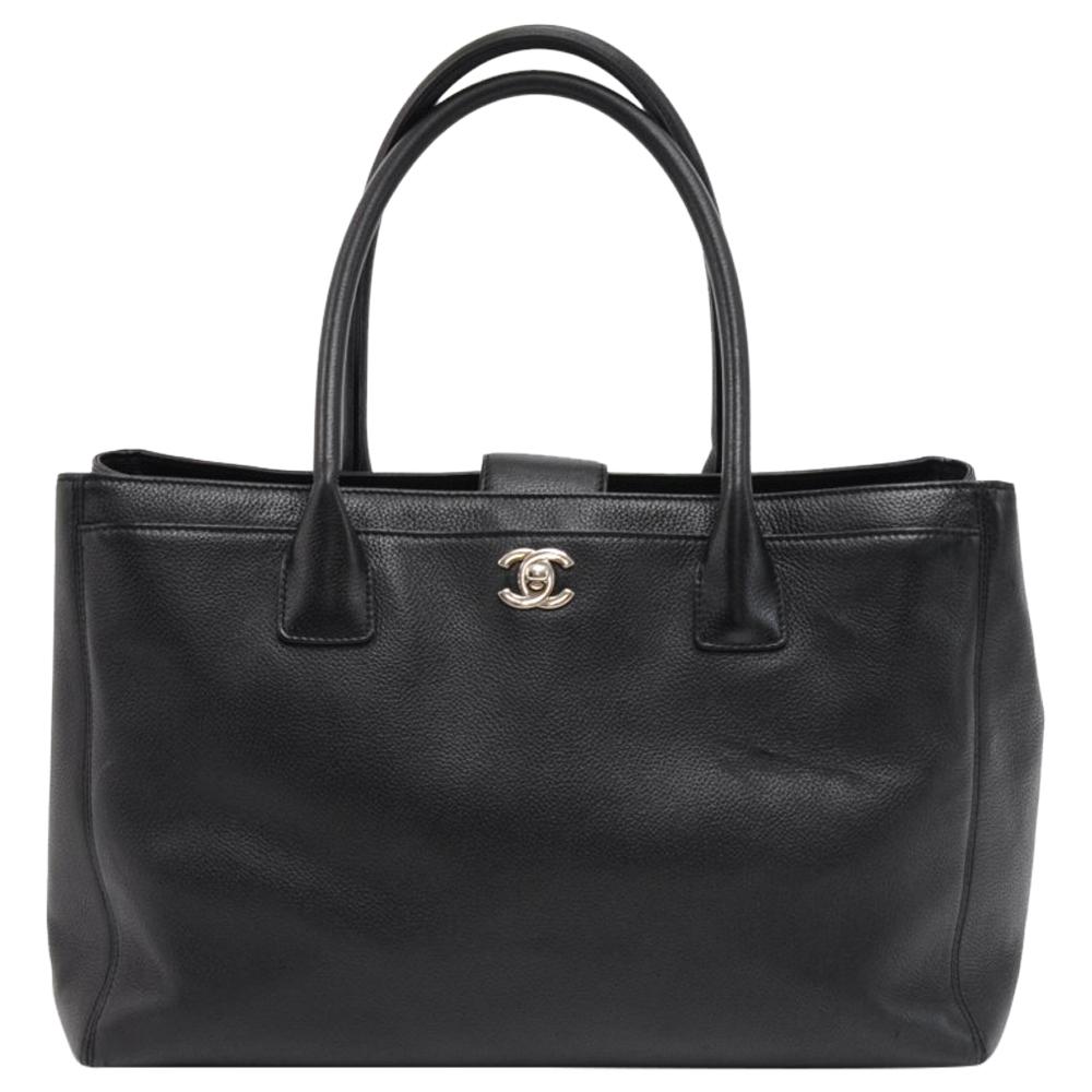 Chanel Cerf Black Caviar Leather Tote Bag For Sale