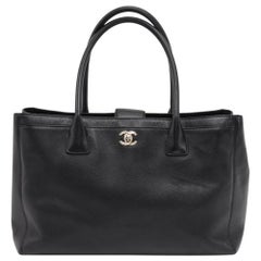 Chanel Cerf Black Caviar Leather Tote Bag