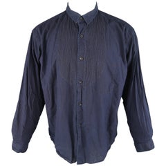 45rpm Size M Navy Stitched Bib Cotton Long Sleeve Shirt