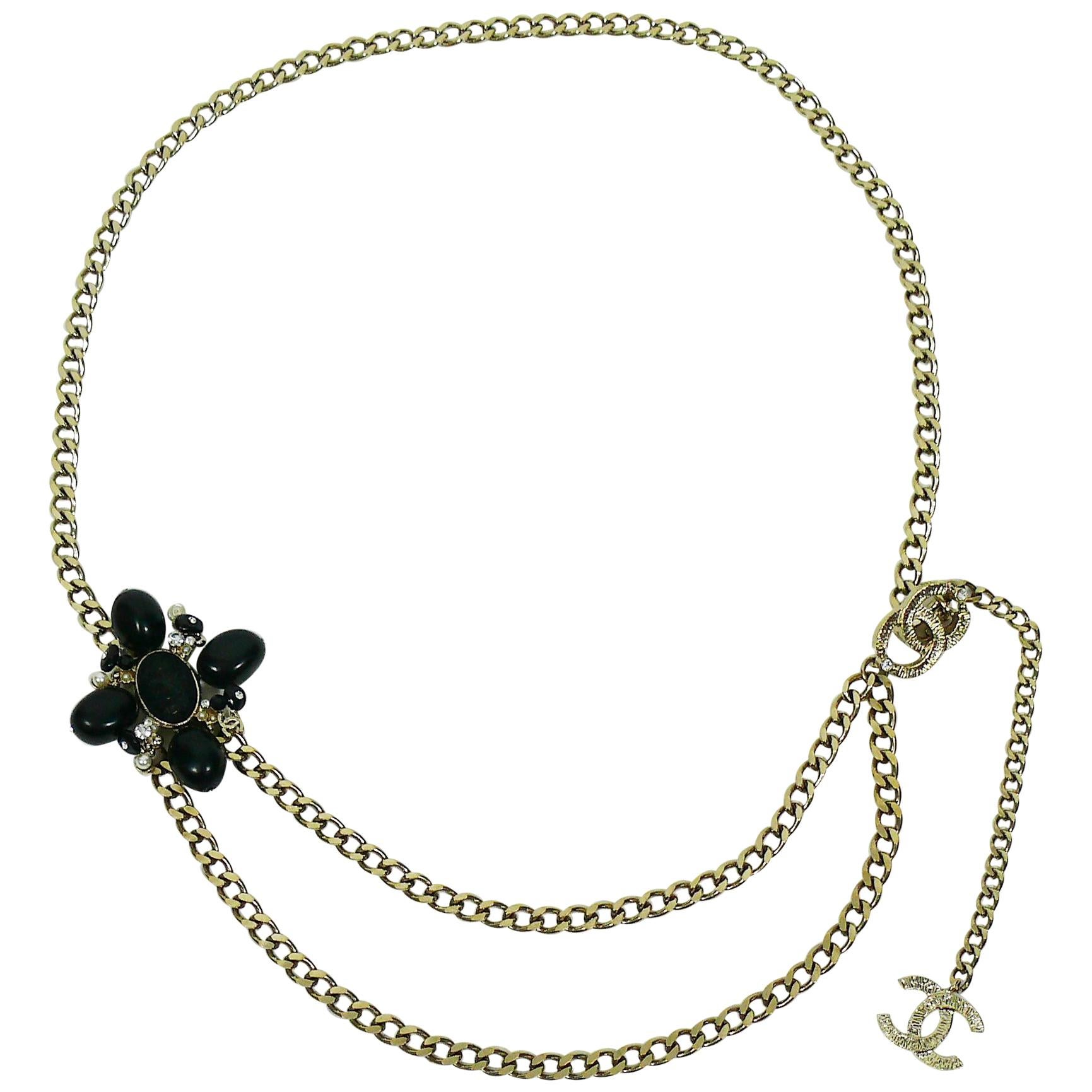 Chanel 2005 Clover and CC Chain Link Belt Necklace