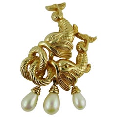 Christian Dior Vintage Dolphin Pearl Brooch