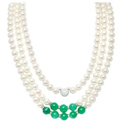 Feri jade quartzite and shell pearl necklace