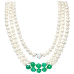 Feri jade quartzite and shell pearl necklace 