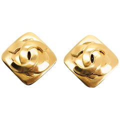 Chanel 90s CC Logo Clip On Earrings Vintage Chanel 90s CC Logo Clip On Earrings