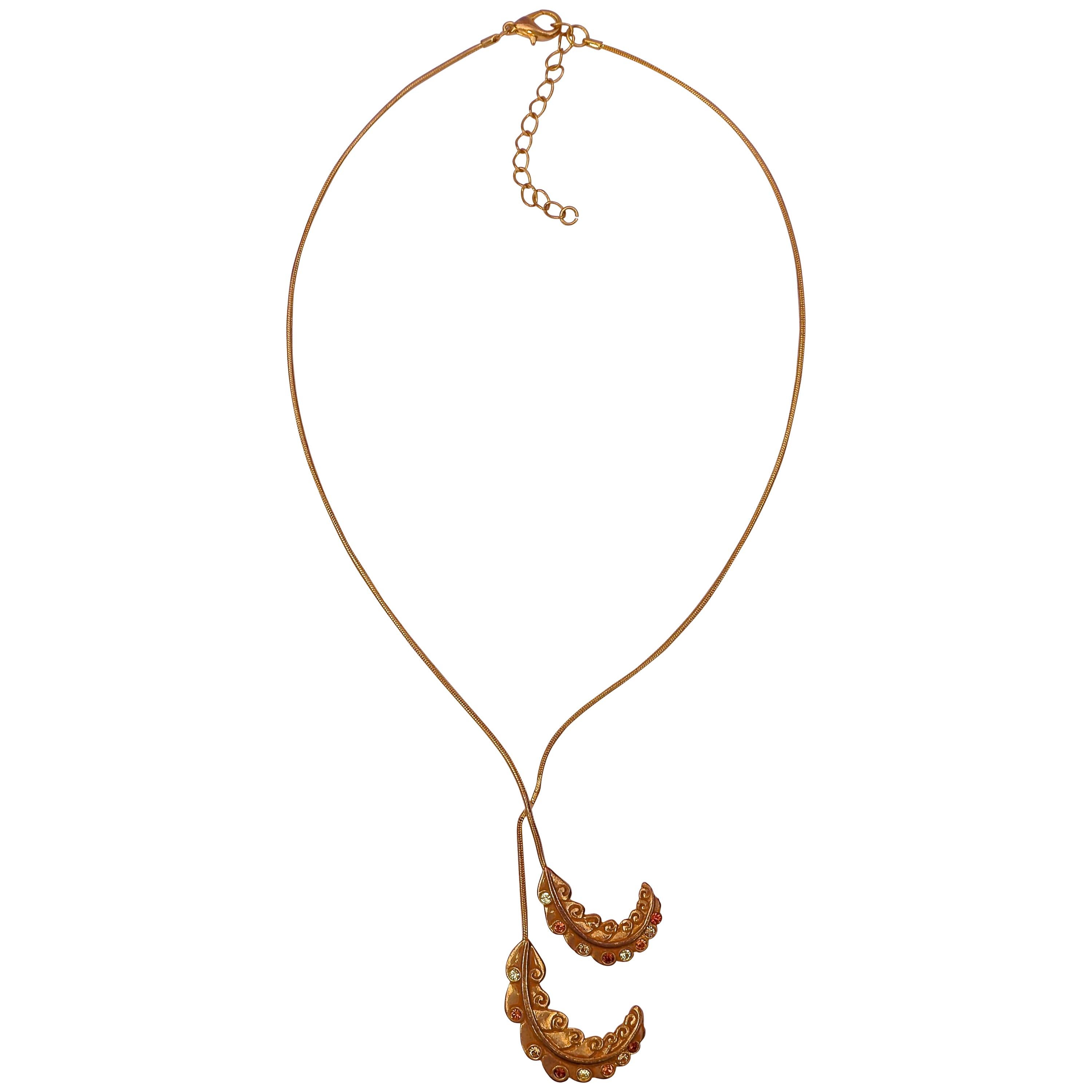 Lanvin Vintage Gold Tone Drop and Multi Coloured Rhinestone Necklace