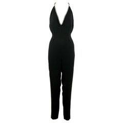 Yves Saint Laurent Black Jumpsuit with Silver Chain Finish  