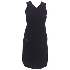 Chanel Black Sleeveless Pullover Dress Decorated w CC Gold Tone Zippers