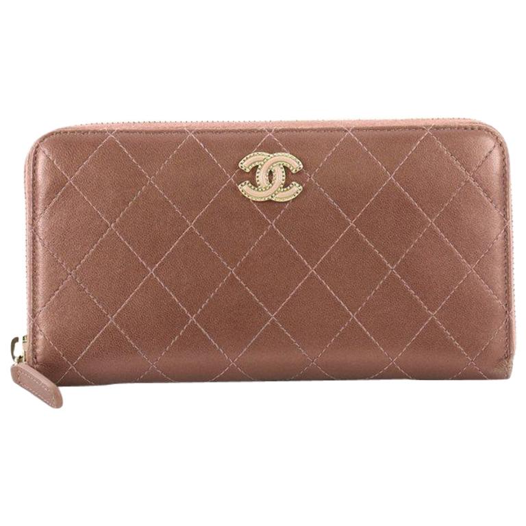 Chanel Zip Around Wallet Quilted Lambskin Long