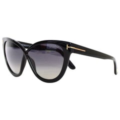 Tom Ford Arabella Black Cat Eye Sunglasses With Polarized Lenses