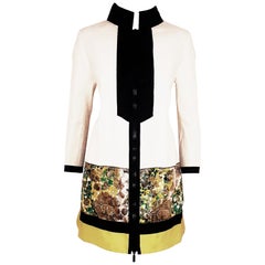 Moncler Multi Fabric & Color  Long Jacket w Black Zipper Details