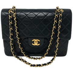 Chanel Black Vintage Square Classic Double Flap Medium Bag Chanel Black Vintage Square Classic Double Flap Medium Bag