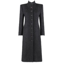 GIVENCHY Couture A/W 1998 ALEXANDER McQUEEN Mohair Exaggerated Shoulder Overcoat