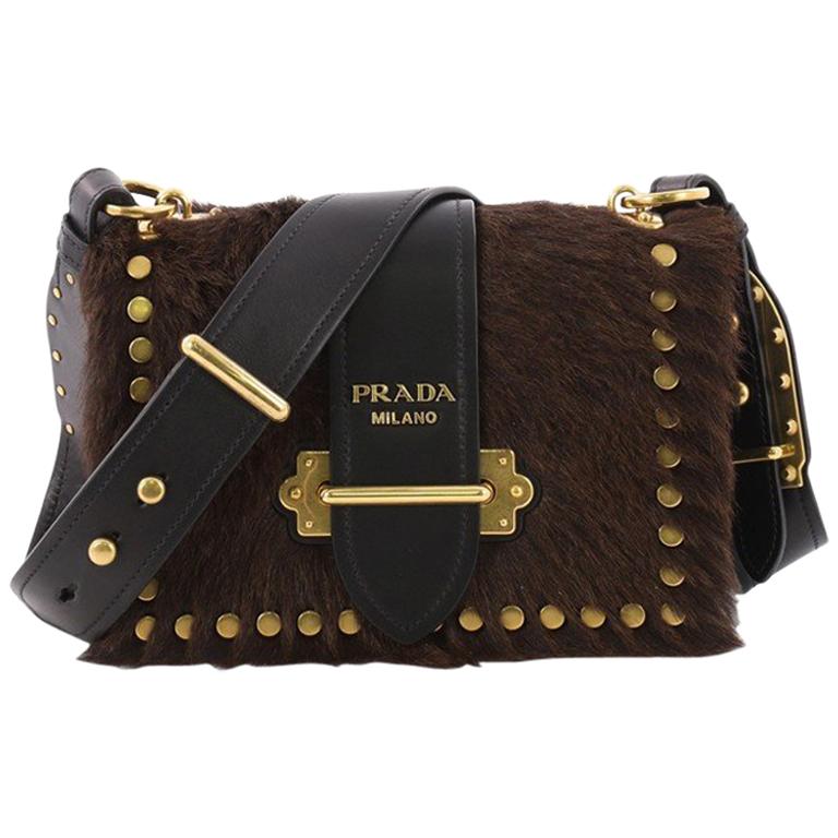 Prada Cahier Crossbody Bag Calf Hair with Leather Small